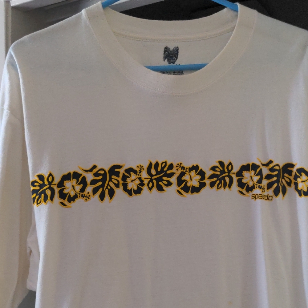 Speedo White Tee with Yellow Floral Pattern